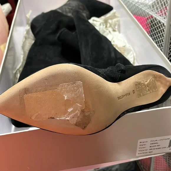 Black suede tall boots with lace - Picture 3 of 3